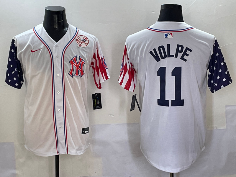Men 2025  MLB New York Yankees #11 Volpe white jersey style 2->new york yankees->MLB Jersey